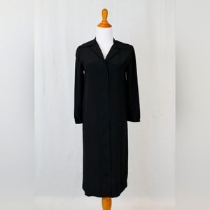 VINTAGE Bill Blass Couture Black Silk Coat Dress S 6 36